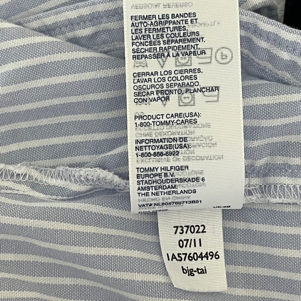TOMMY HILFIGER Long Sleeve Blue White Stripe Classic Button Down Shirt Women XL - Picture 11 of 13